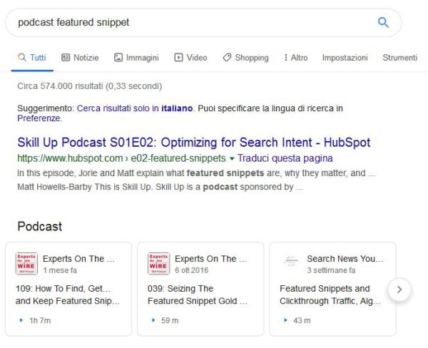 Featured snippet dai podcast