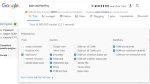 SEOQuake - ANalisi serp