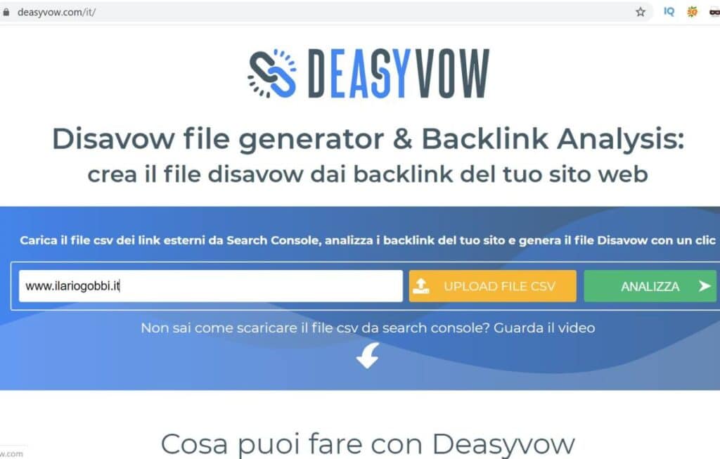 Come creare file disavow con Deasyvow