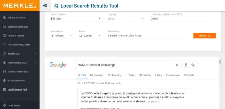 Come verificare il posizionamento locale con Local Search di Technical SEO