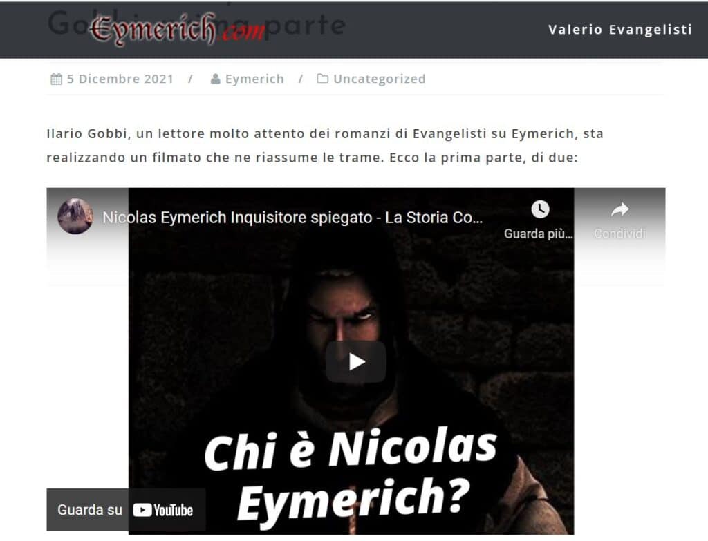 Nicolas Eymerich - Video di Ilario Gobbi