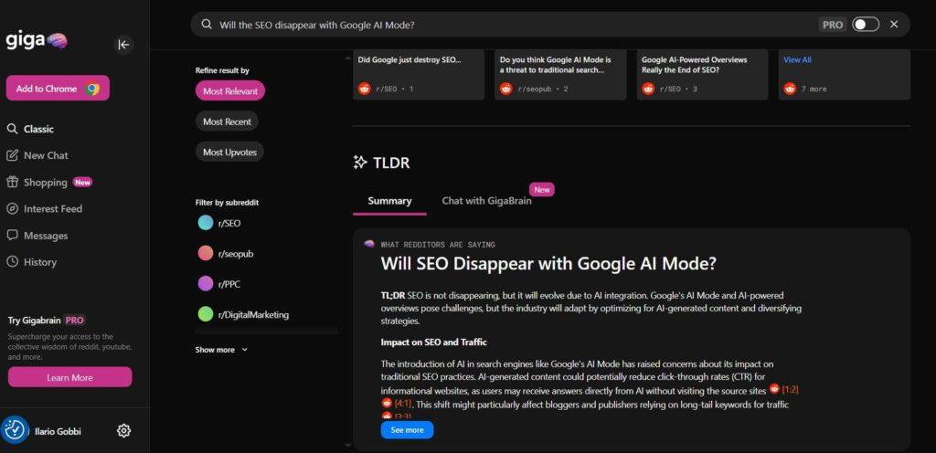 Guida a GigaBrain per la SEO