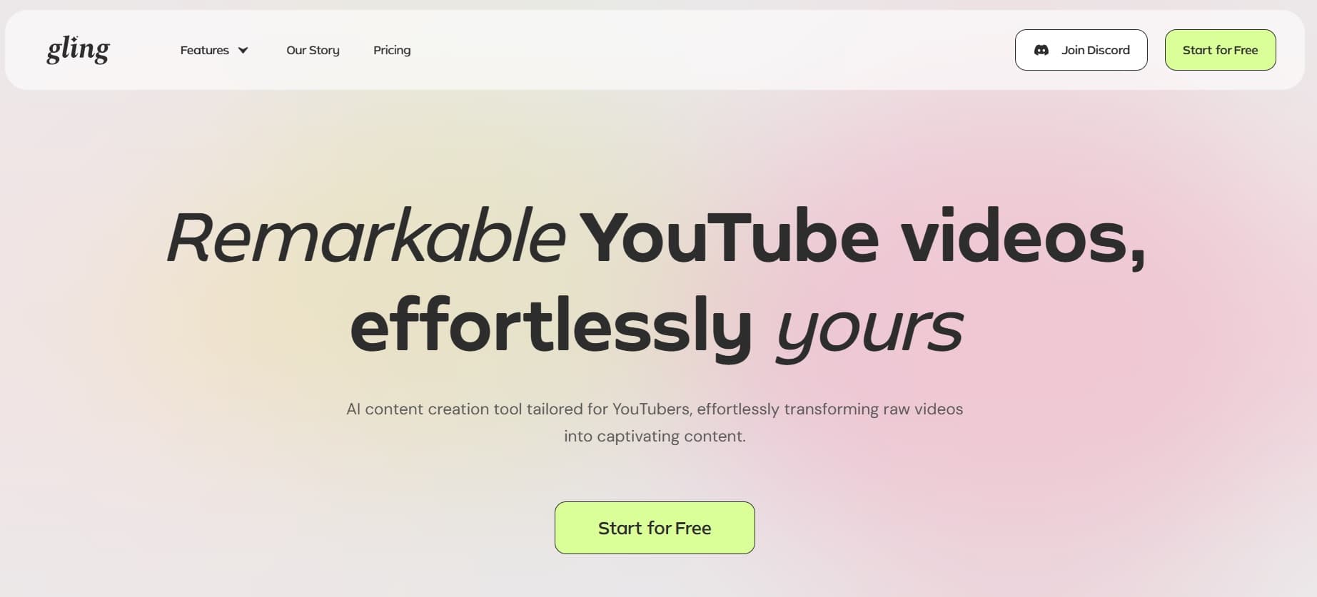 Gling AI per tagliare parti di video