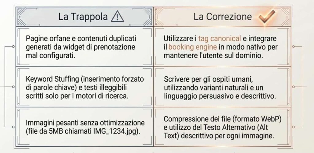 Errori della SEO per Hotel